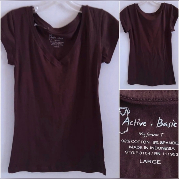 Active Basics My Favorite T v-neck t-shirt size Large (NWOTS) - Picture 3 of 5